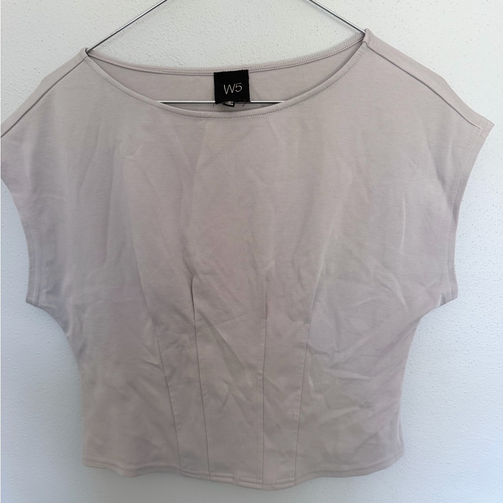 W5 Cropped Fitted cap sleeve top‎